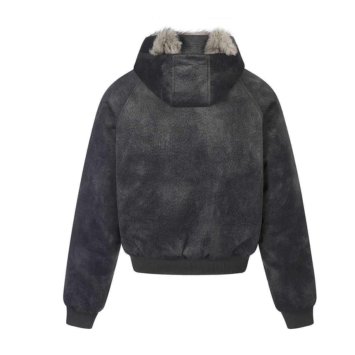 Cazadora Bomber de Ante Sintético con Tachuelas, Capucha y Forro de Pelo