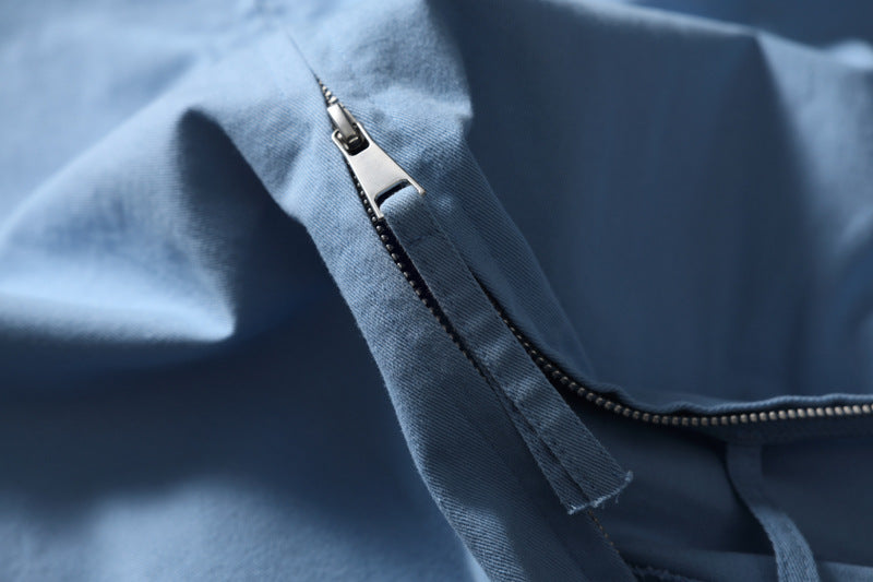 Oversized White Shirt Men Zip-Up Relaxed Fit Long Sleeve Casual Jacket