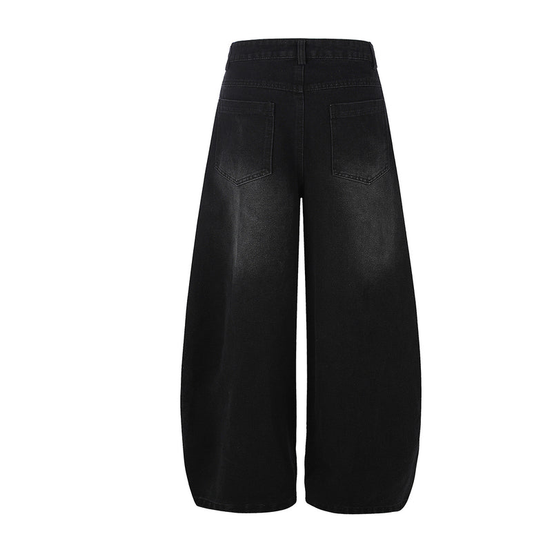 High Waist Baggy Jeans – Star Print Wide-Leg Denim with Triple Stripe Detail
