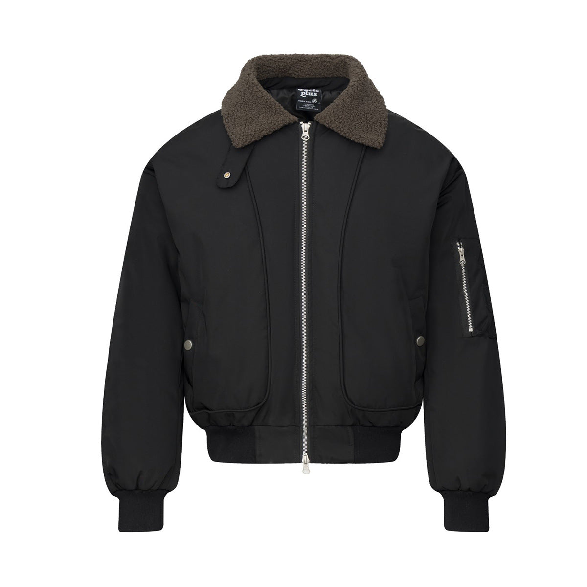 Sherpa Collar Padded Bomber Jacket – Olive Green / Black