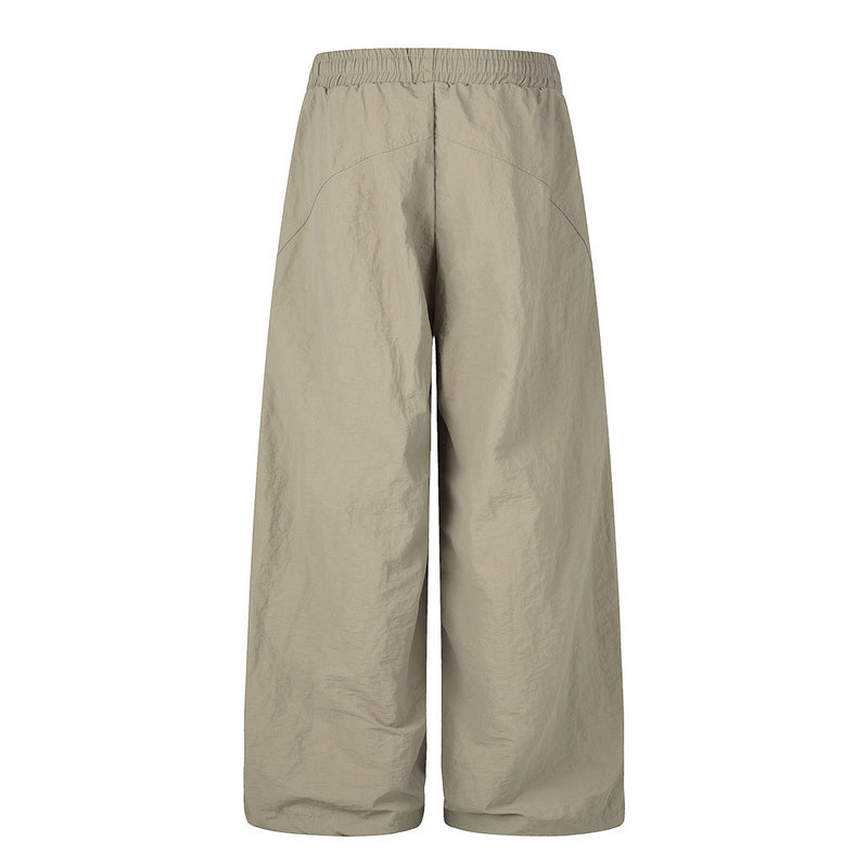 Star Print Wide Leg Parachute Pants – Drawstring Baggy Track Trousers