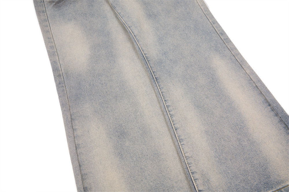 Distressed-Flare-Jeans – Herren-Wide-Leg-Denim in verwaschener Optik mit Knitterdetails