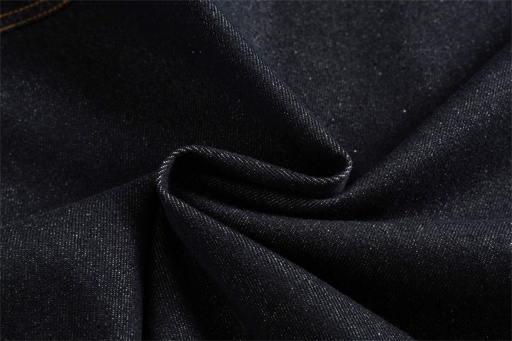 Men's Raw Denim Jacket with Corduroy Collar — Deconstructed Seam Design