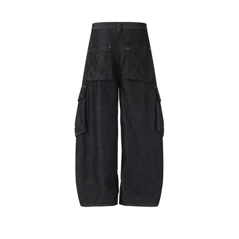 Black Baggy Cargo Jeans Men – Wide-Leg Denim with Large Utility Pockets