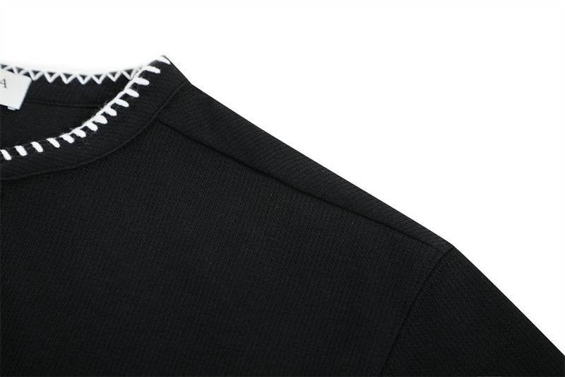 Men's Henley V-Neck Short Sleeve T-Shirt with Contrast Stitch Detail