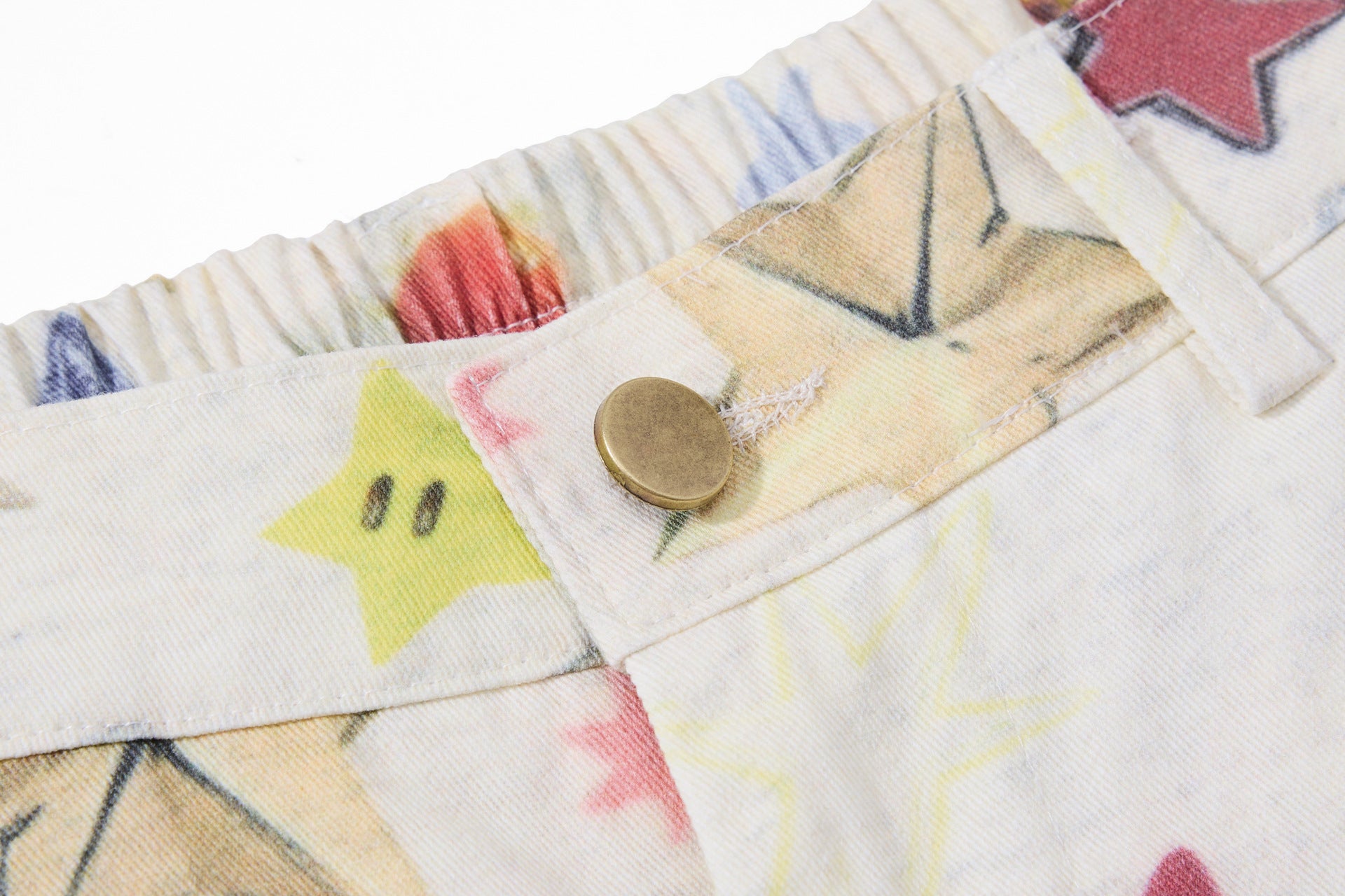 Wide-Leg Baggy Pants – All-Over Colorful Star Print, High Waist