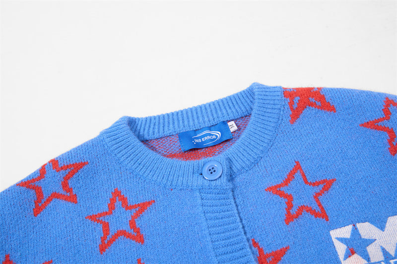 Gilet en maille à motif étoiles intégral – Coupe décontractée boutonnée
