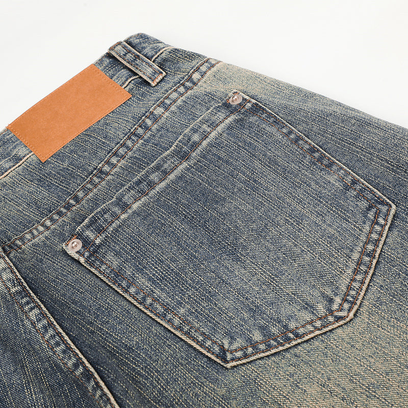Jeans mit weitem Bein aus verwaschenem Denim – Vintage-Destroyed-Look, entspannte Passform