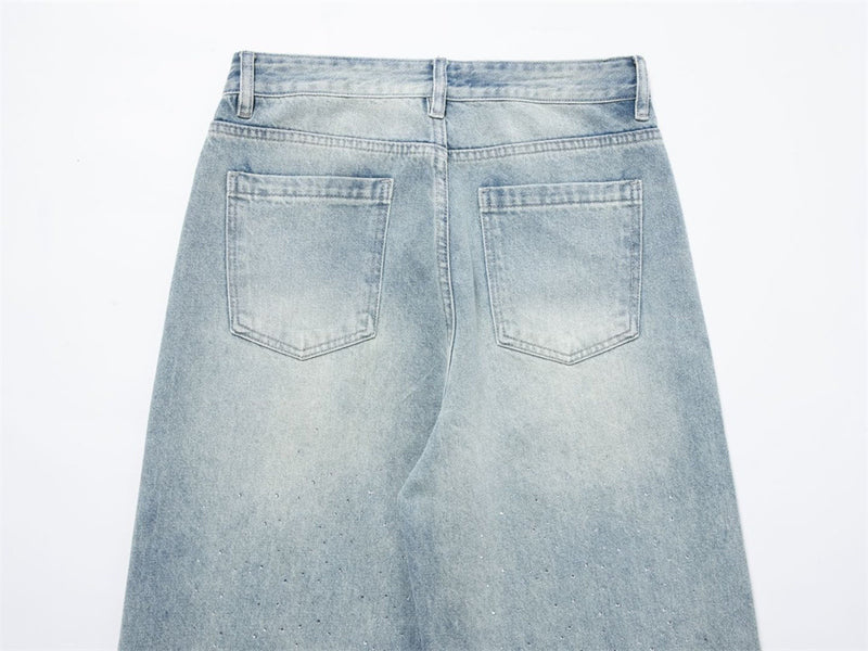 Baggy Denim Jeans Men – Rhinestone Scatter & Dragon Embroidery Wide-Leg Straight