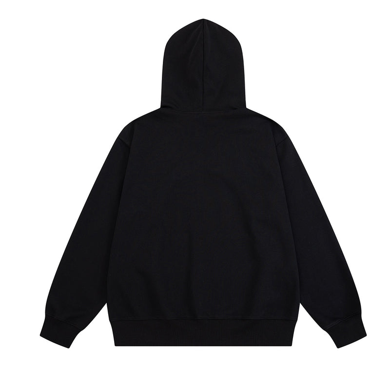 Varsity Patch Zip-Up Hoodie with Plaid-Lined Hood – Retro American Style