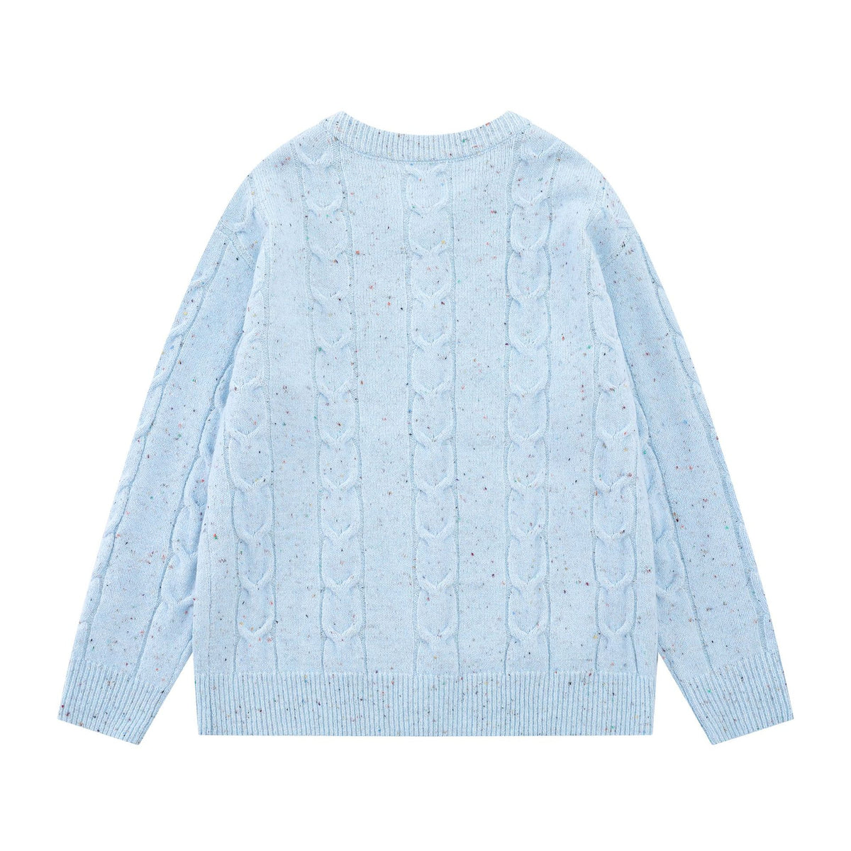 Cable Knit Cardigan Sweater with Cartoon Sport Embroidery & Colorful Buttons