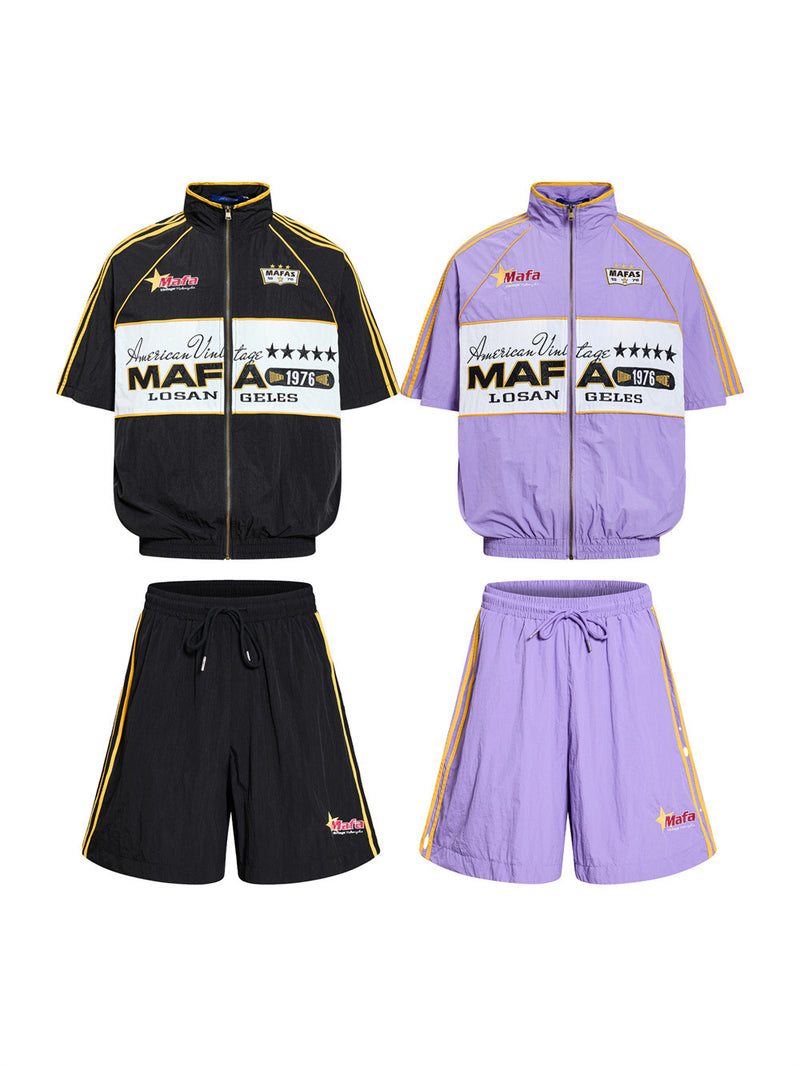 Mafa Racing Zip-Up Short Sleeve Track Jacket – Streetwear Colorblock Sport Top