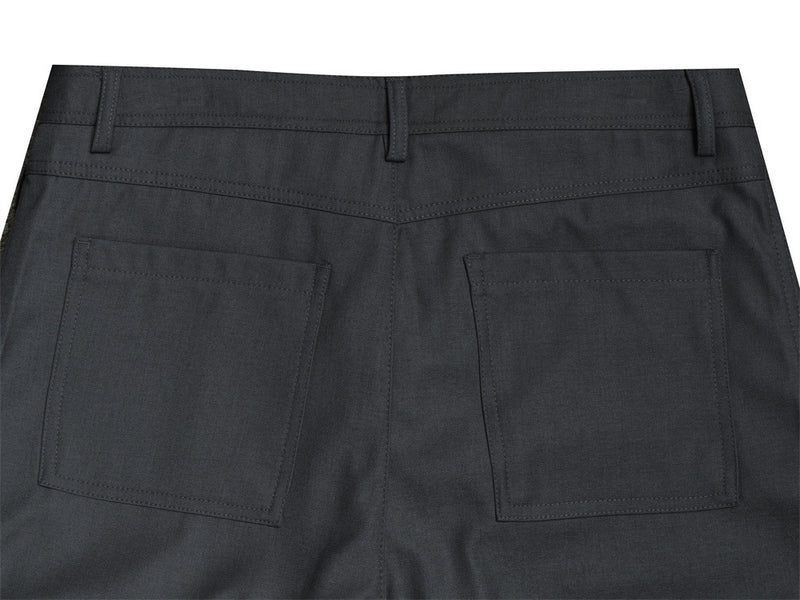 Wide-Leg Pleated Trousers – Diagonal Button Fly, Relaxed Silhouette
