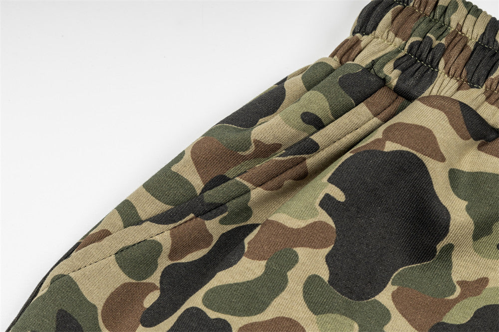 Men's Camo Print Wide-Leg Shorts | Gothic Letter Streetwear Casual Five-Point Sh