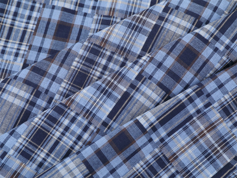 Short Sleeve Shirt Men Patchwork Madras Plaid Oversized Button-Up