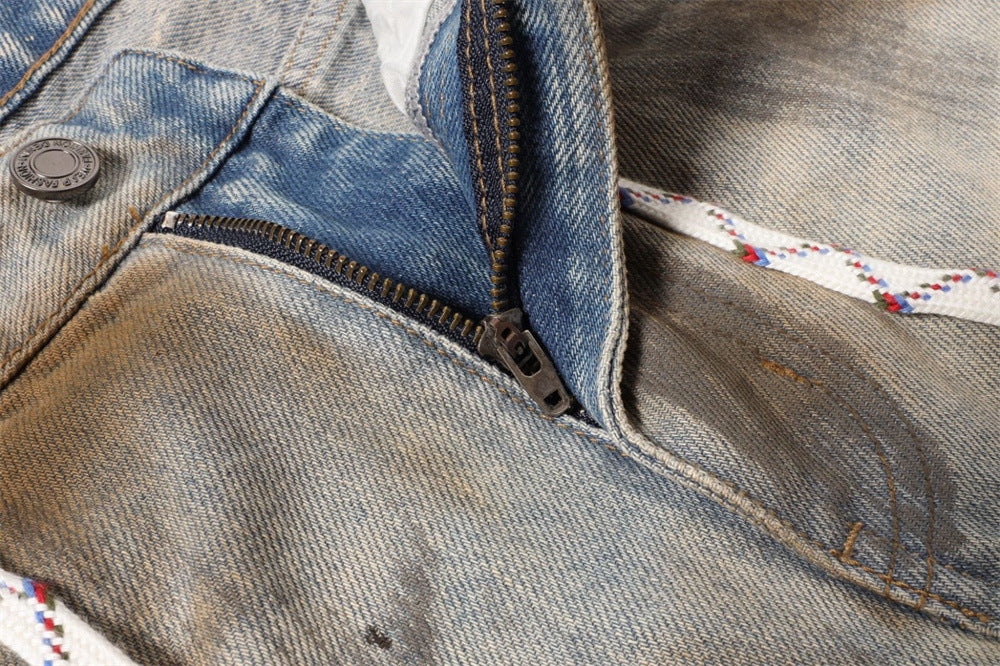 Distressed Jeans for Men – Baggy Wide-Leg Tie-Dye Washed Denim