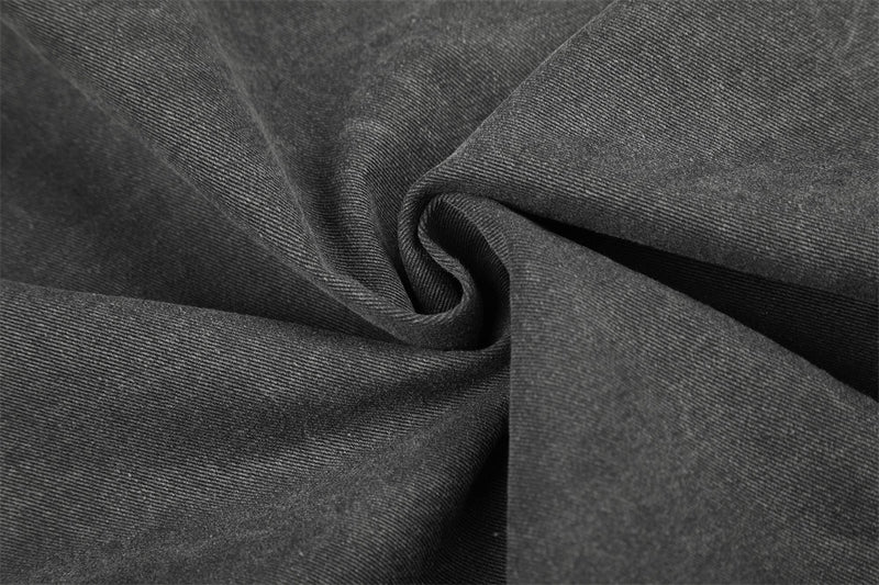 Moto-Inspired Workwear Jacket – Irregular Button Placket, Contrast Collar