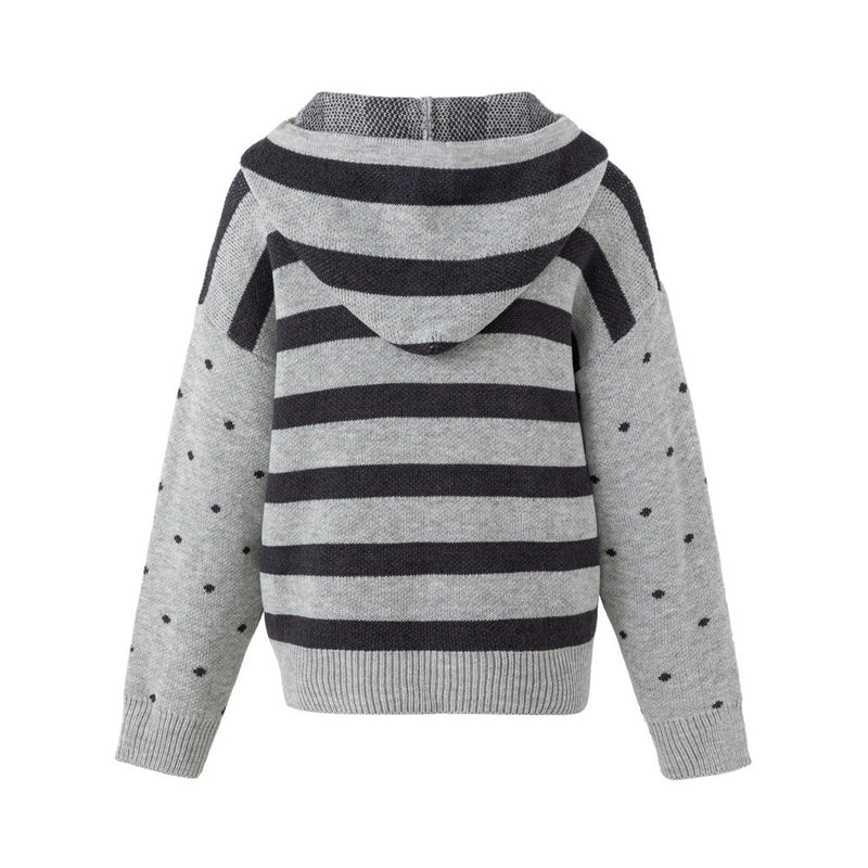 Striped Knit Zip-Up Hoodie – Men's Oversized Color-Block Cardigan Sweater