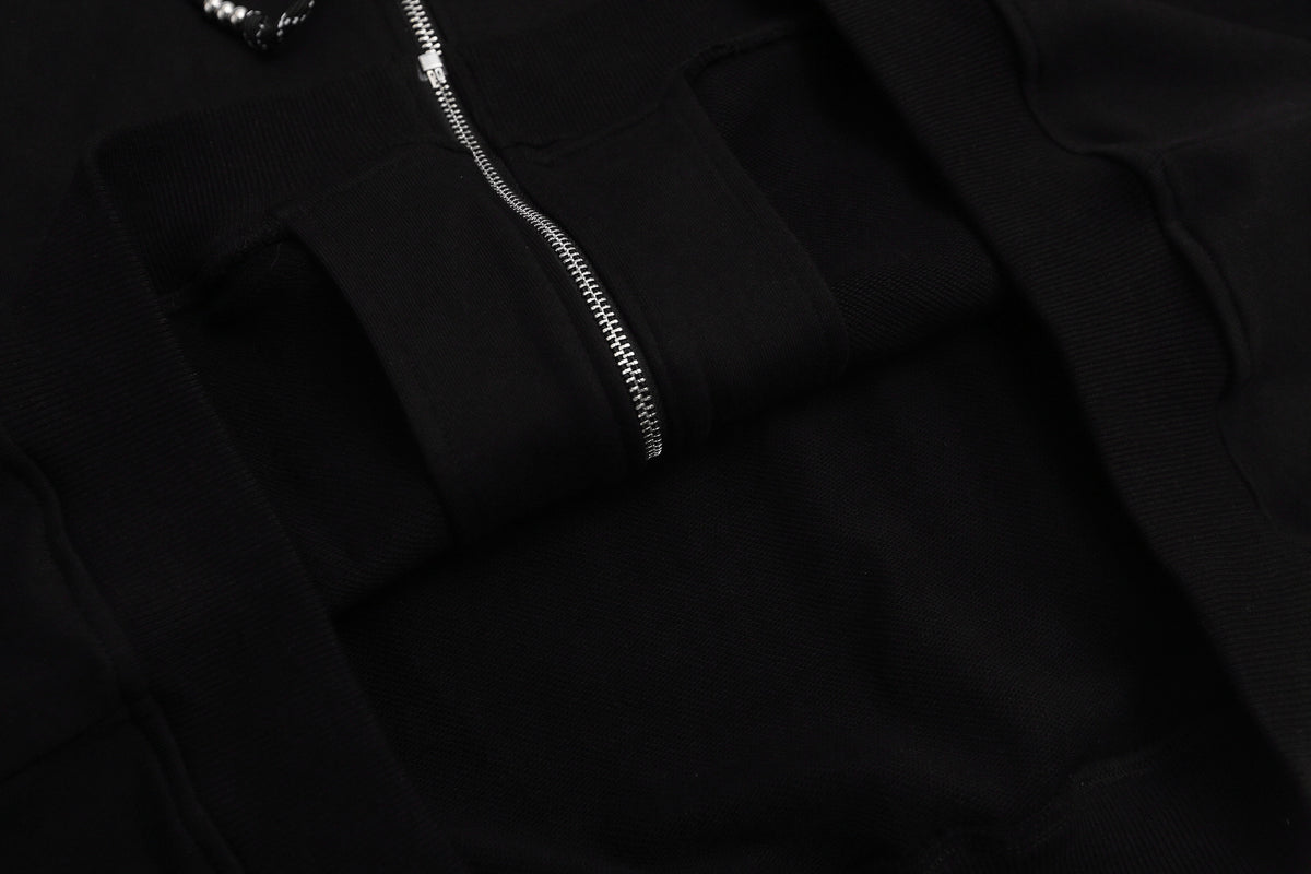 Zip-Up Hoodie with Star Studs & Decorative Drawstring, Oversized Fit