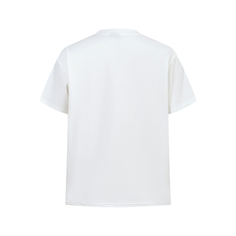 T-shirt streetwear graphique – Motif personnage et lettrage, col rond, manches courtes