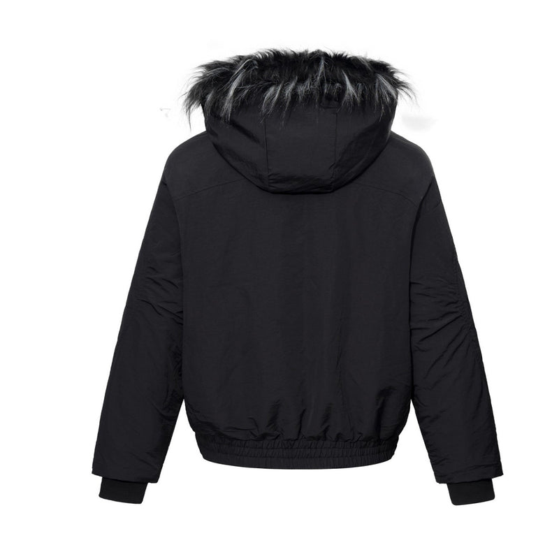 Padded Bomber Jacket with Faux Fur Hood Trim – Men's Winter Coat