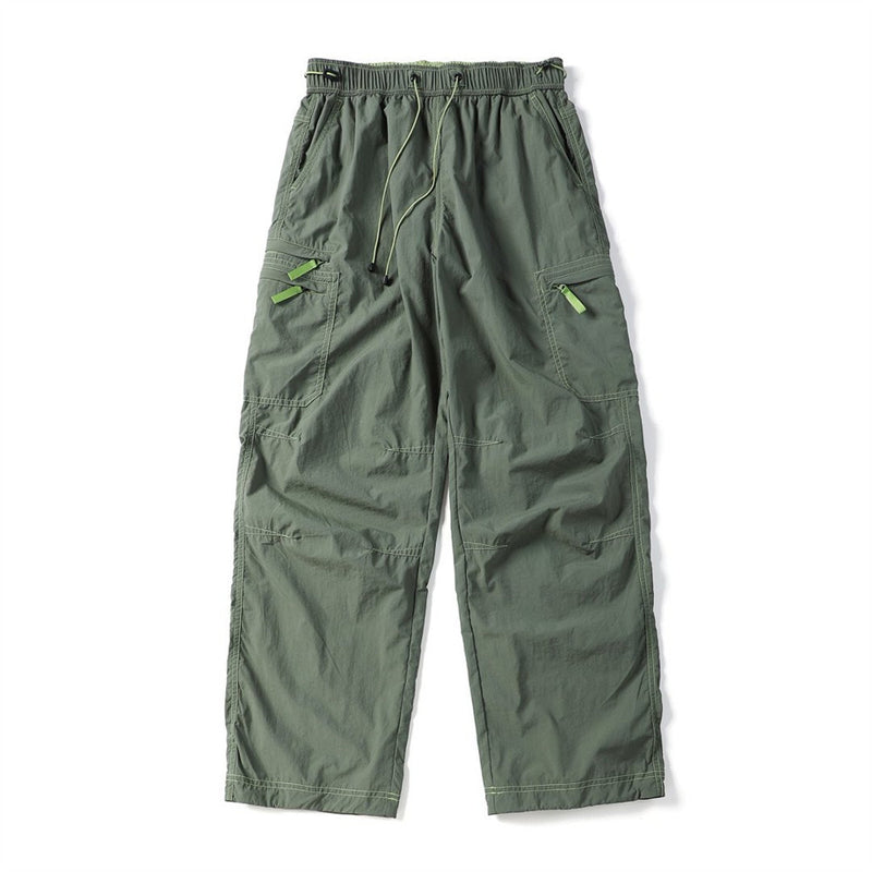 Cargo Work Pants for Men – Wide-Leg Multi-Pocket Utility Trousers with Contrast