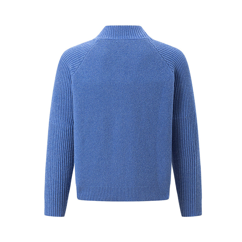Mock Neck Knit Cardigan Sweater with Toggle Buttons