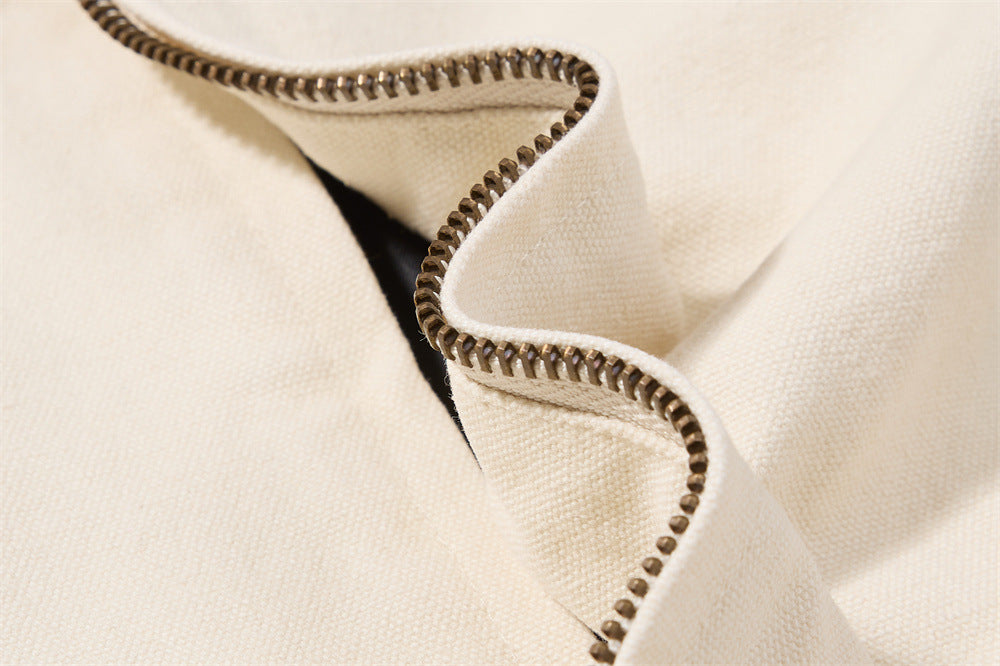 Men's Canvas Workwear Zip Jacket with Contrast Corduroy Collar