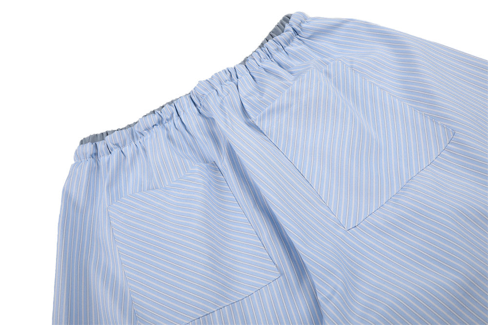 Japanese Striped Wide-Leg Pants – Irregular Patchwork Double Waistband Relaxed F