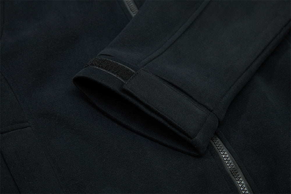 Men's Mock Neck Full-Zip Track Jacket with Crest Patch – Streetwear Fleece