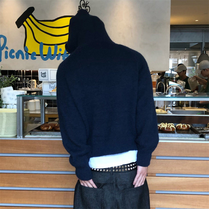 Gilet cardigan tricoté à capuche et boutons brandebourg – Veste pull homme ajustée