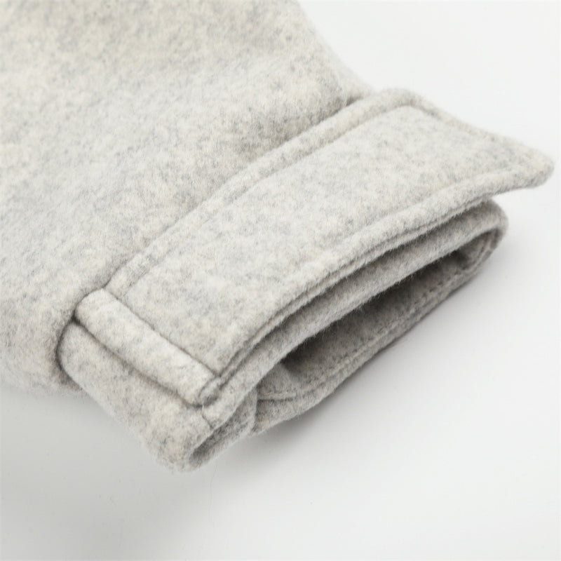 Men's Wool-Blend Sherpa-Lined Stand Collar Bomber Jacket