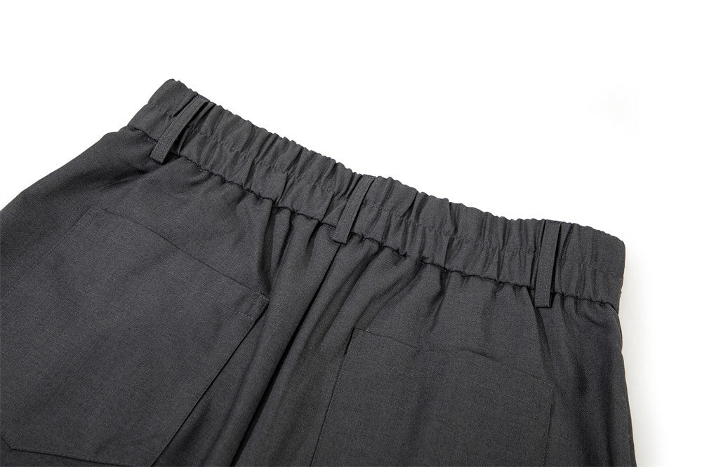 Wide-Leg Pleated Culottes Shorts with Button Fly