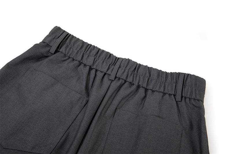 Wide-Leg Pleated Culottes Shorts with Button Fly