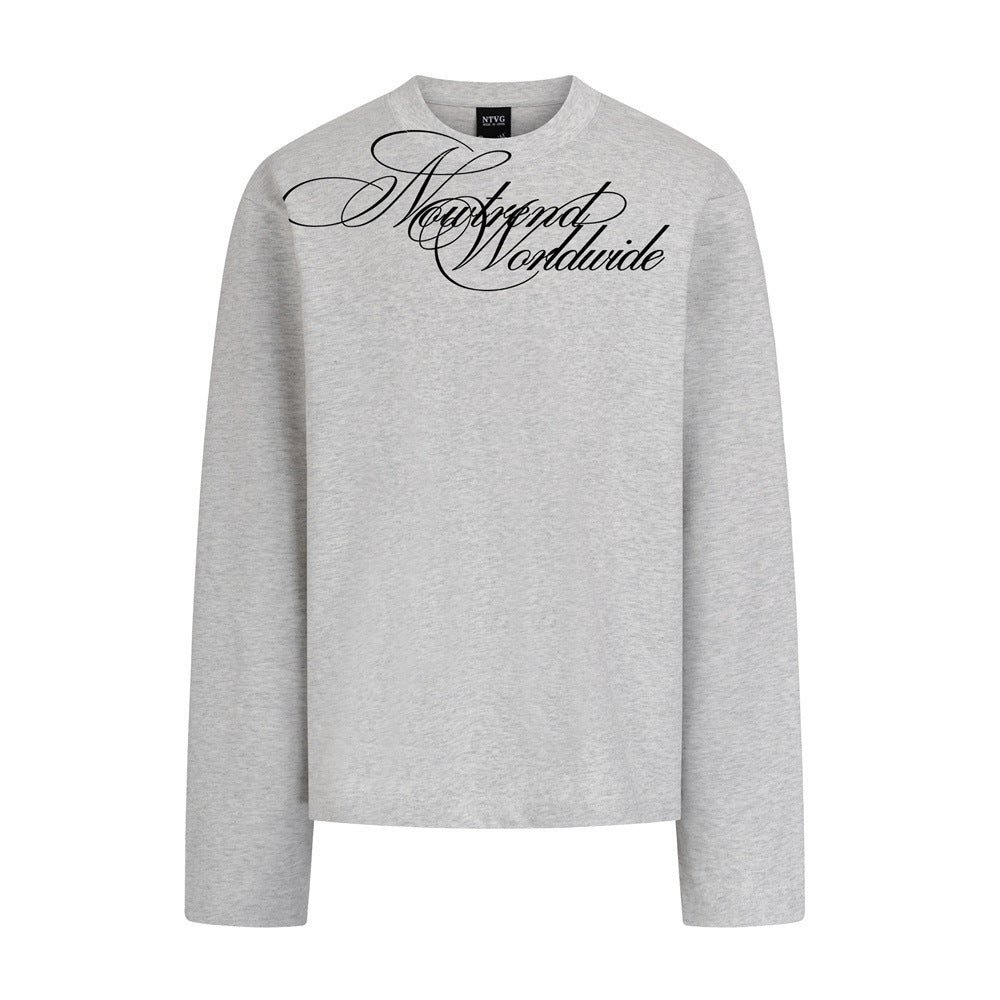 T-shirt graphique à manches longues – Imprimé manuscrit Newtrend Worldwide, coupe décontractée