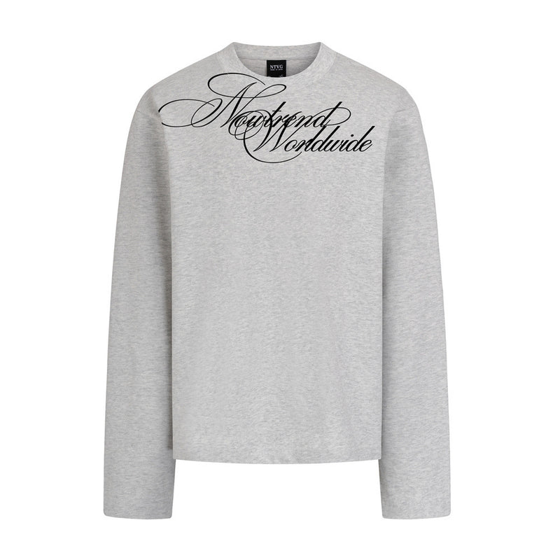 T-shirt graphique à manches longues – Imprimé manuscrit Newtrend Worldwide, coupe décontractée