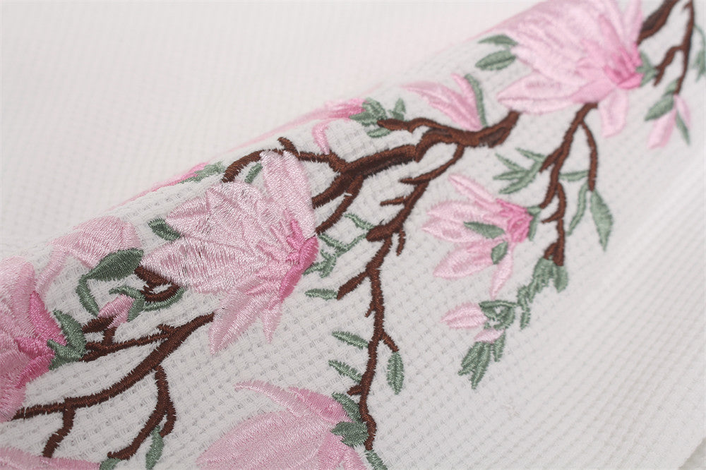 Mens Embroidered T Shirt – Floral Cherry Blossom Long Sleeve Crew Neck