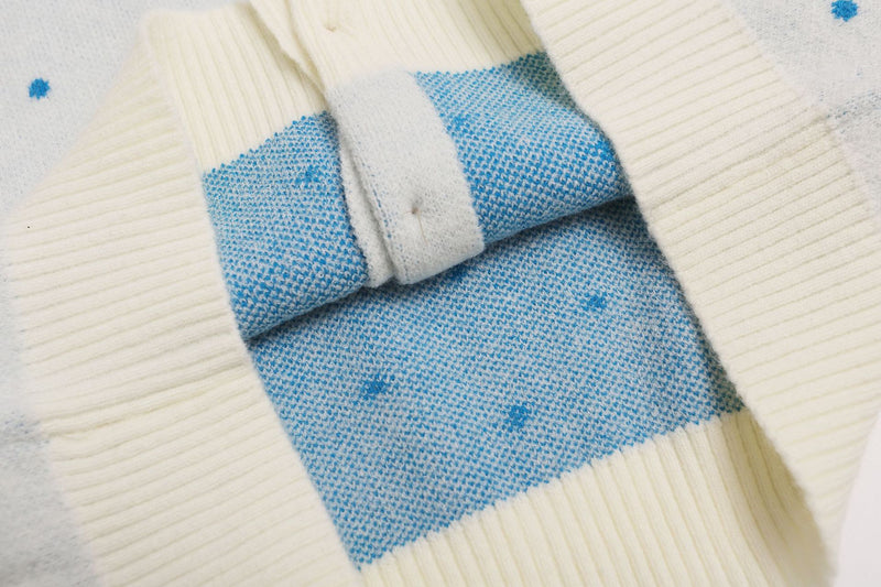 Polka Dot Knit Cardigan Sweater – Cropped Button-Up Vintage Style