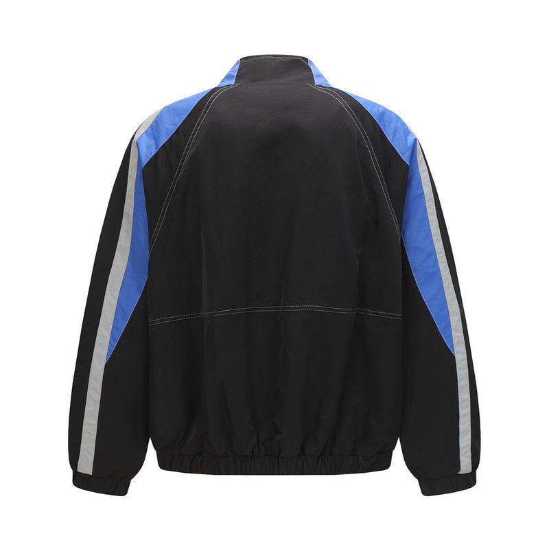 Veste racing homme colorblock à col montant, coupe-vent varsity brodé