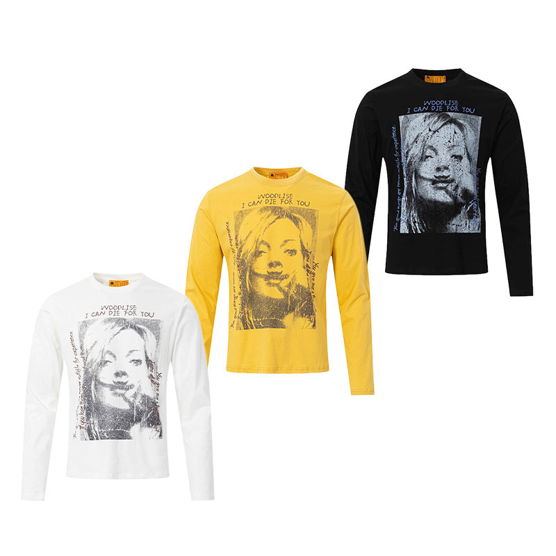 Langarmshirt mit Grafikprint, Street-Rock-Porträt und Rundhalsausschnitt