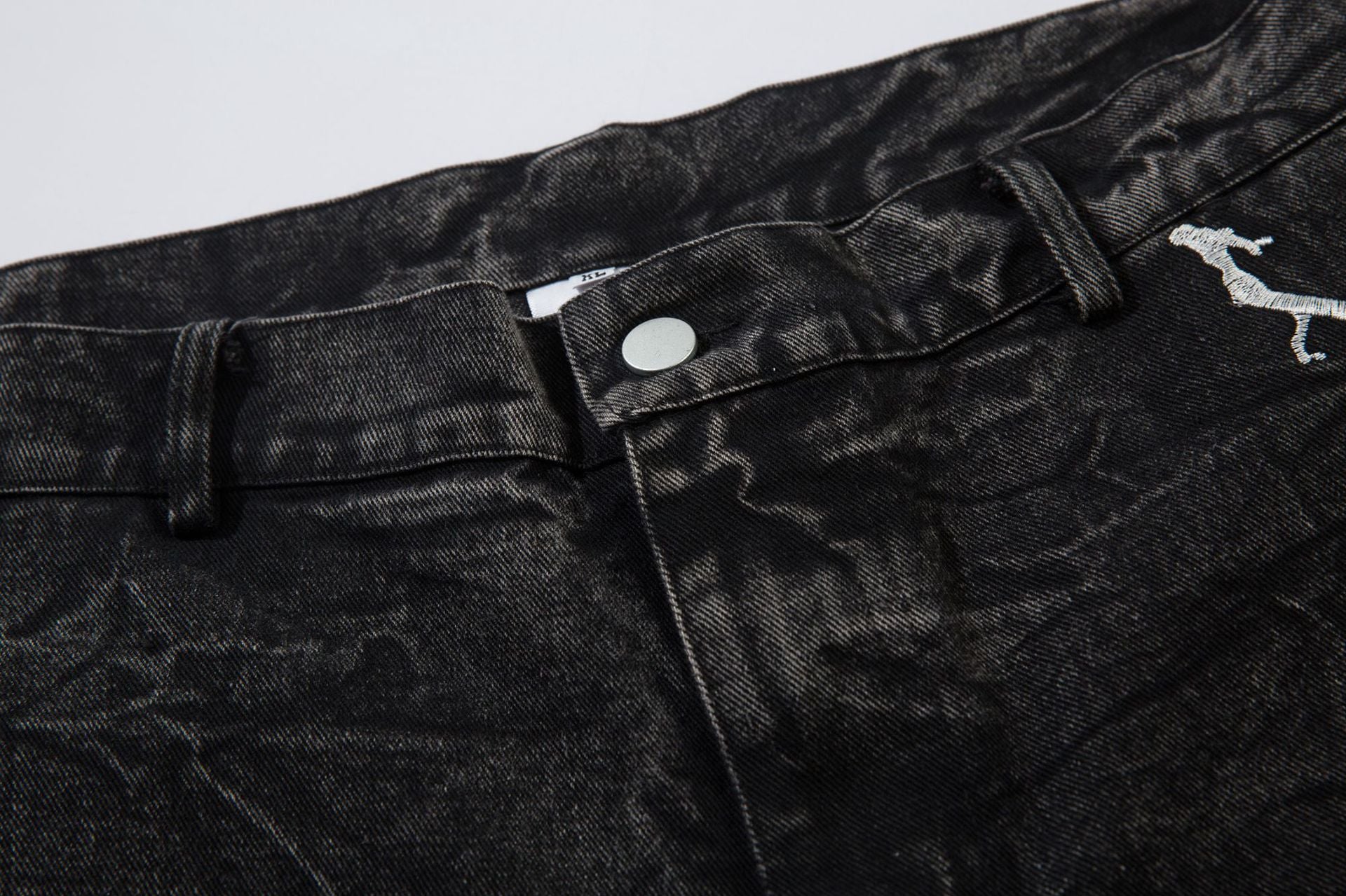 Jean baggy noir homme – Denim large brodé d'éclairs