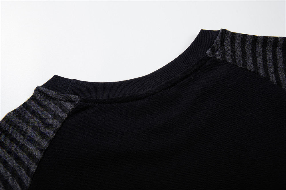 Star Print Raglan Long Sleeve Shirt – Striped Sleeve Colorblock Tee