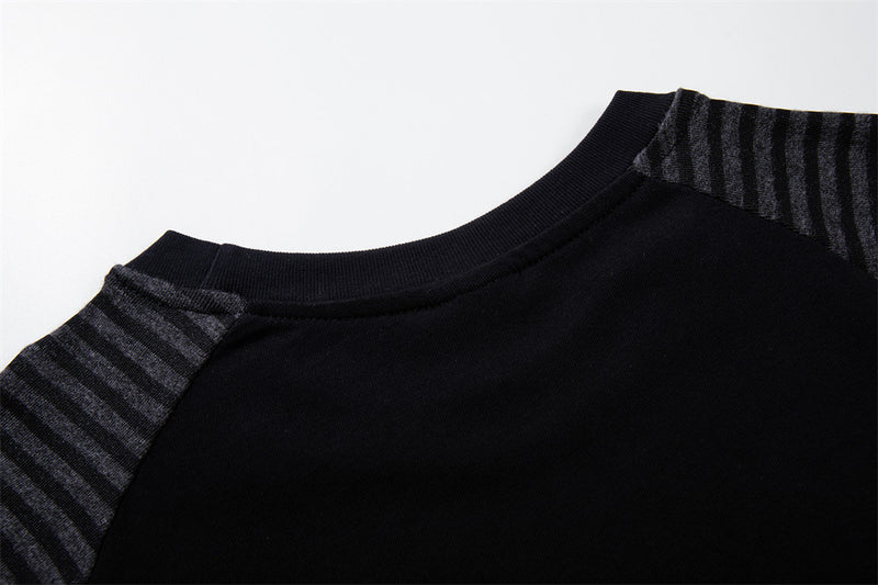 Star Print Raglan Long Sleeve Shirt – Striped Sleeve Colorblock Tee