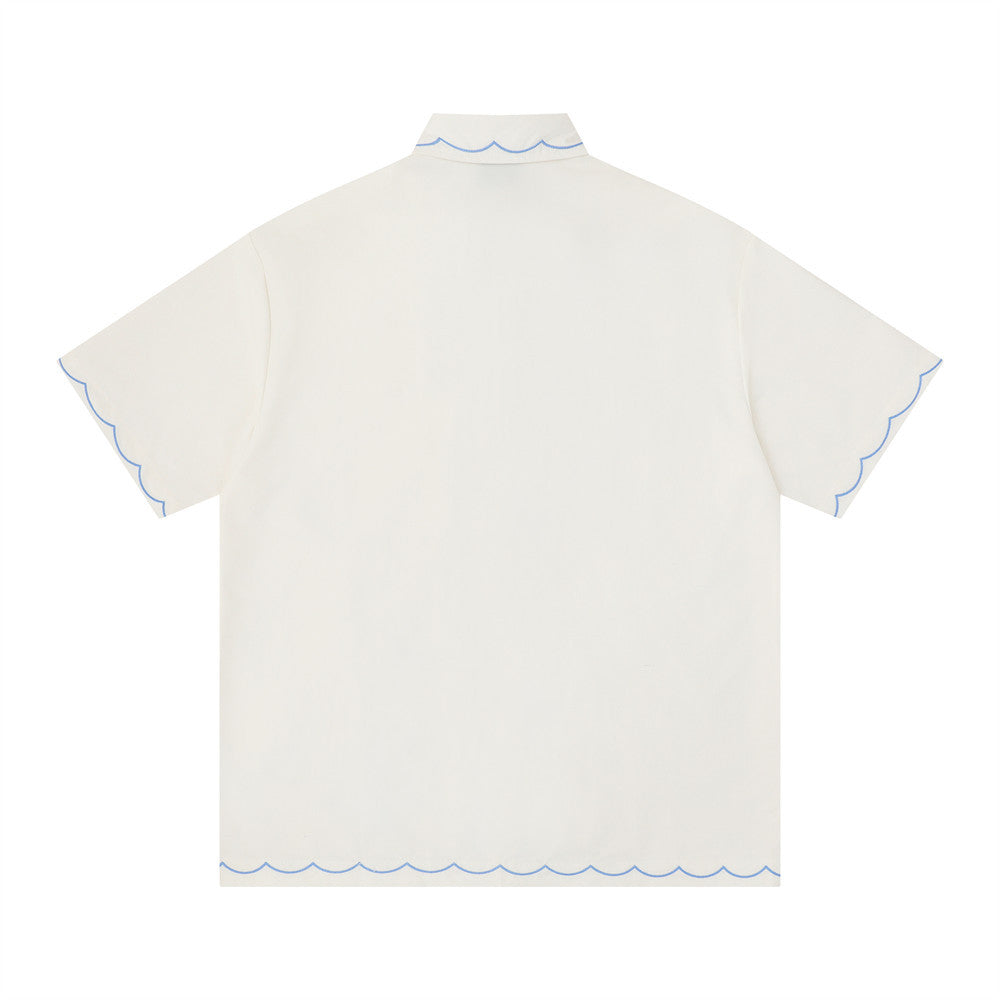 Abstract Greyhound Embroidered Short Sleeve Shirt – Oversized Casual Streetwear
