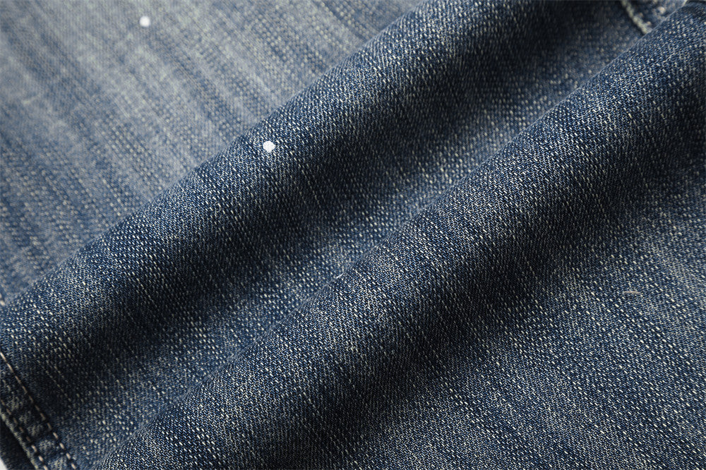 Punk Washed Distressed Flare Jeans – Men's Wide-Leg Denim with Paint Splatter &