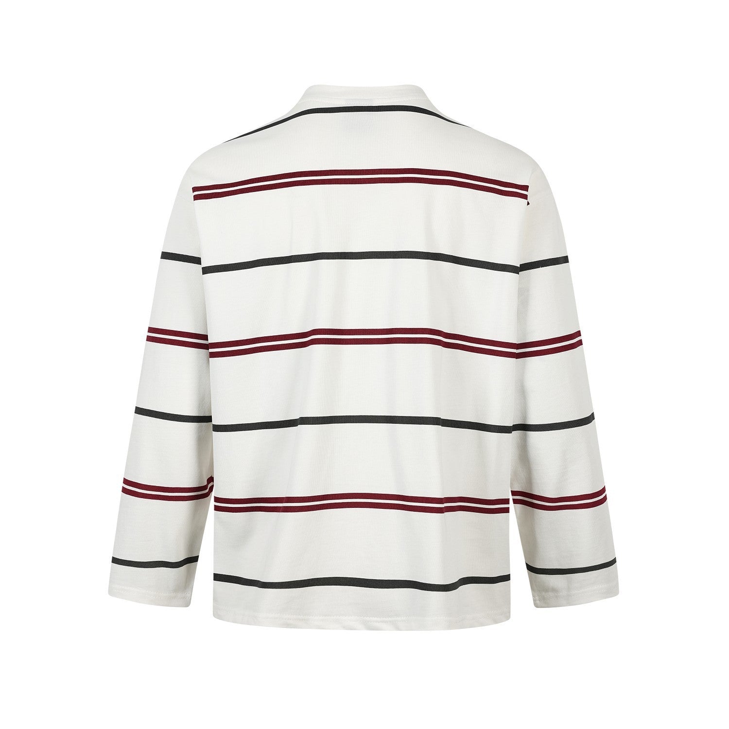 T-shirt oversize rayé à manches longues et col cheminée – Rouge et blanc / Noir et bleu