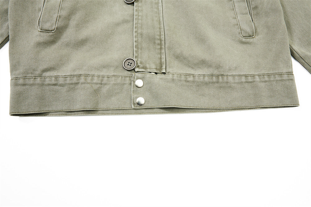 Men's Canvas Work Jacket – Vintage Punk Distressed Stand Collar with Scythe
