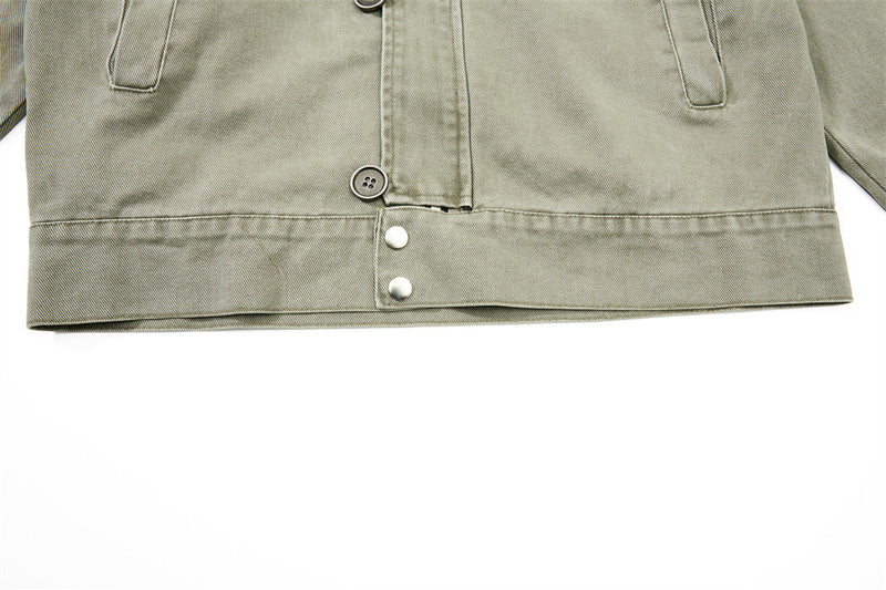 Men's Canvas Work Jacket – Vintage Punk Distressed Stand Collar with Scythe