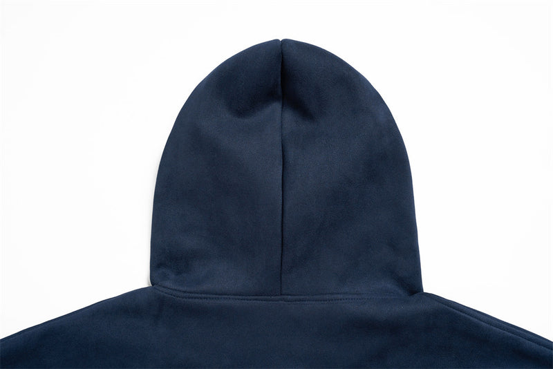 Zip-Up Hoodie with Star Sleeve Detail and Gothic Logo — Oversized Suede-Finish