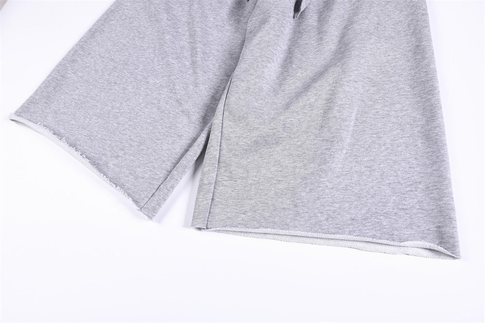 Men's Cross Graphic Colorblock Sweat Shorts – Faux Double-Waist Streetwear